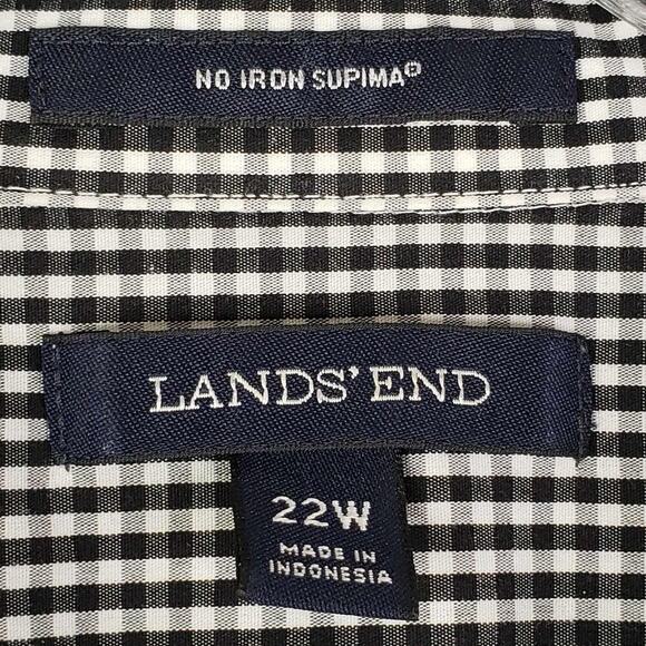 Lands End Button Down Shirt Plaid LS Black Gingham Plaid Women’s Size 22W - Picture 7 of 9